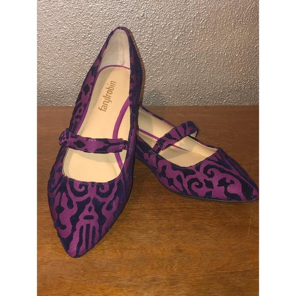 Anthropologie Farylrobin Kip Purple Mary Janes Flats 6